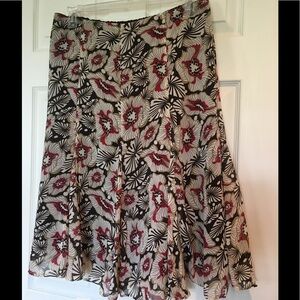 Floral Print in Red &Tan on Brown